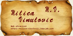 Milica Vinulović vizit kartica